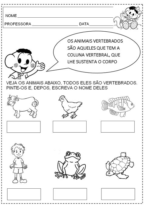 Animais Vertebrados E Invertebrados Atividades Para Imprimir