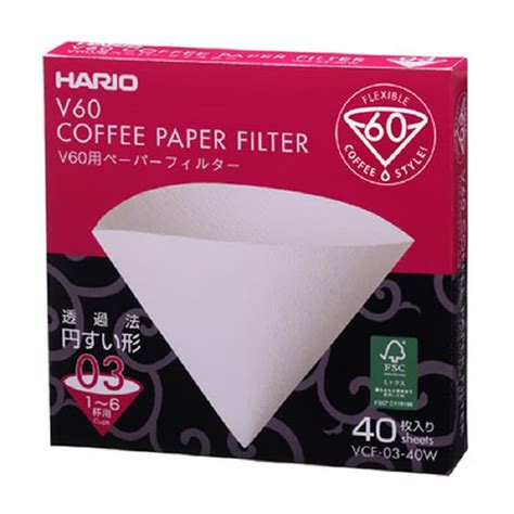 Hario Vcf W V Paper Filter W Sheets White Toffin