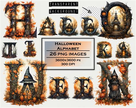 Halloween Alphabet Clipart Spooky Lettering Halloween Letters PNG ...