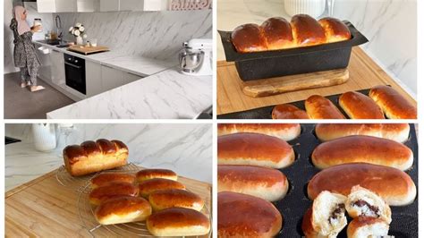 Several Pictures Of Breads Being Made In The Kitchen