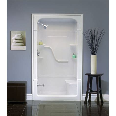 modern-bathroom-with-fiberglass-shower-stall-seat-lowes-and-pertaining ...