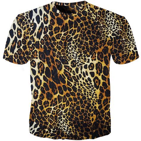 Cloudstyle Leopard Print T Shirt Men Women Funny Animal Fur Shirt