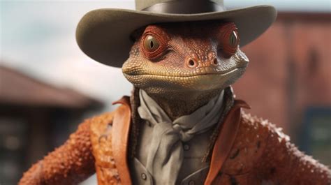 Lagarto Antropom Rfico Cowboy Uhd K Generative Ai Foto Premium