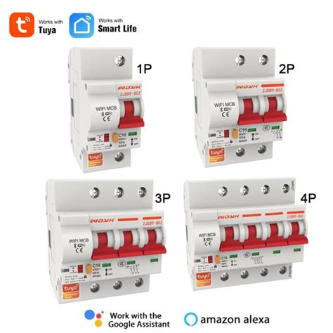 Tuya Smart Life Phase Din Rail Wifi Circuit Breaker Switch Mcb