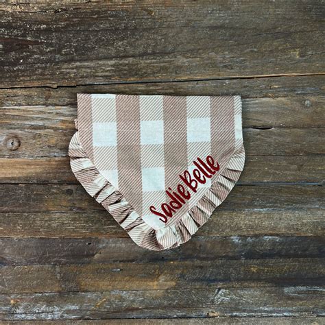 Tan Buffalo Plaid Dog Bandana Monogramme No 29