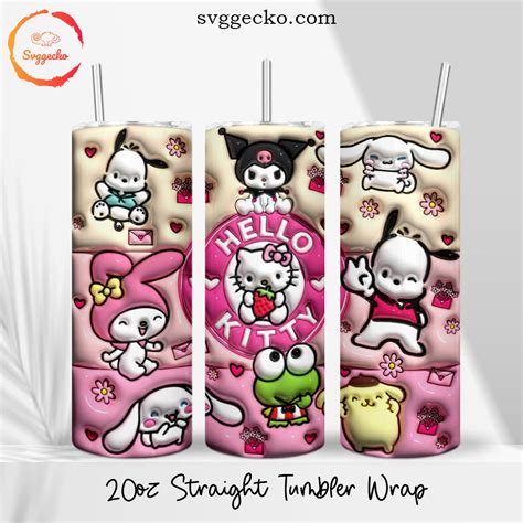 Sanrio 3d Puff 20oz Straight Tumbler Wrap Png Hello Kitty Friends 3d