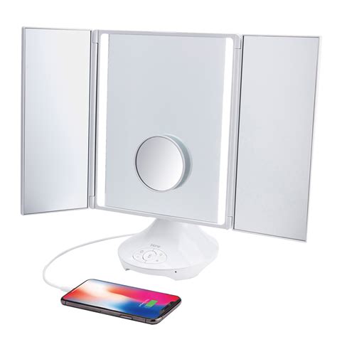 Ihome Reflect Trifold Vanity Mirror W Bt Speaker Usb Charging