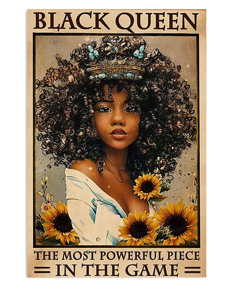 African American Afro Black Queen Powerful Piece Poster - TeeUni