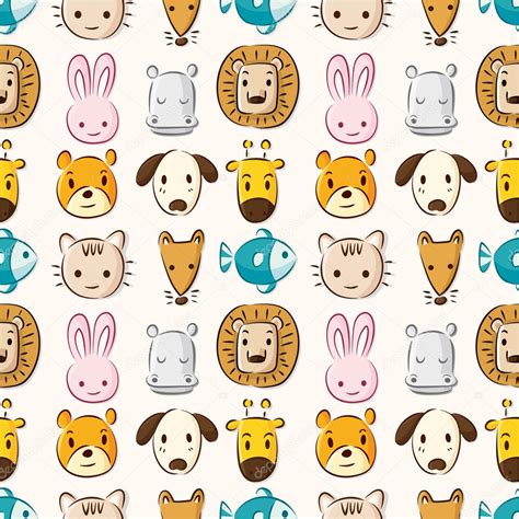 Cartoon Animal Head Seamless Pattern — Stock Vector © Mocoo2003 7864145