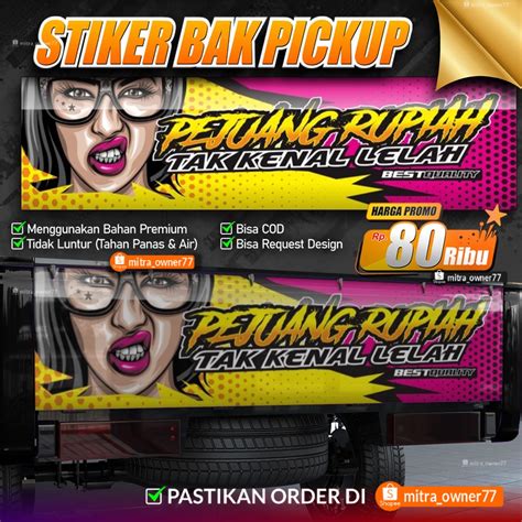 Jual Stiker Decal Pintu Bak Belakang PEJUANG RUPIAH All Pick Up L300