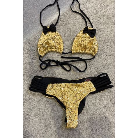 Sultry Swimwear Sexy Gold Sequin Bikini Set Gem