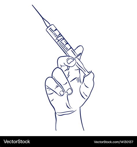 Syringe in hand for injection Royalty Free Vector Image