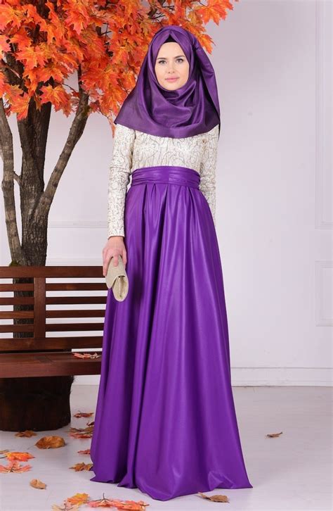 Purple Hijab Evening Dress 1043 05 Sefamerve