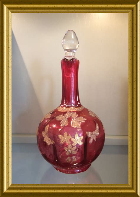 Antique Victorian Pink Cranberry Glass Decanter Carafe