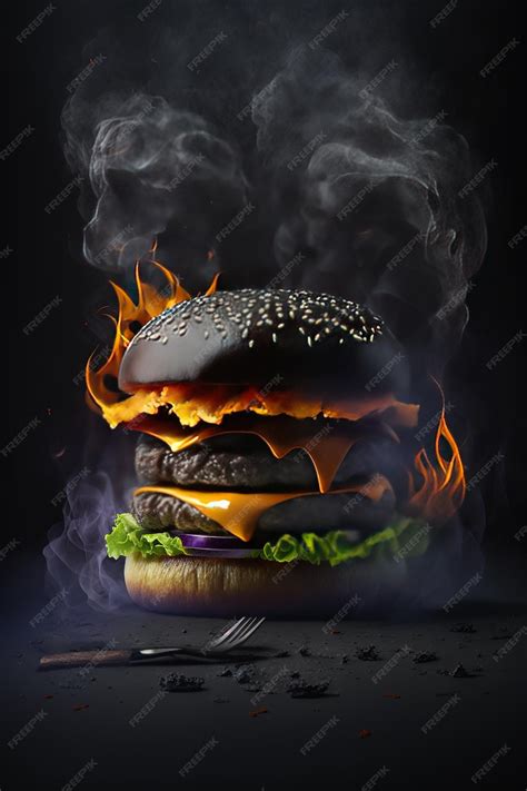 Premium AI Image | Burger with fire