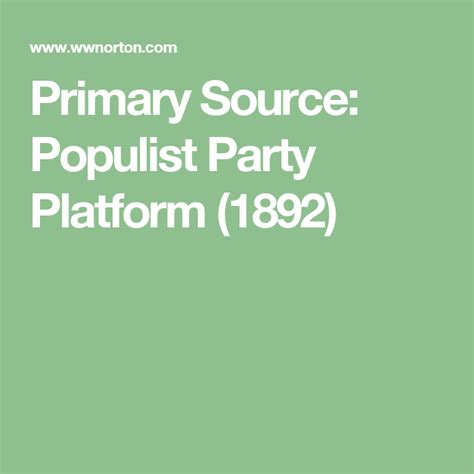 Primary Source: Populist Party Platform (1892)