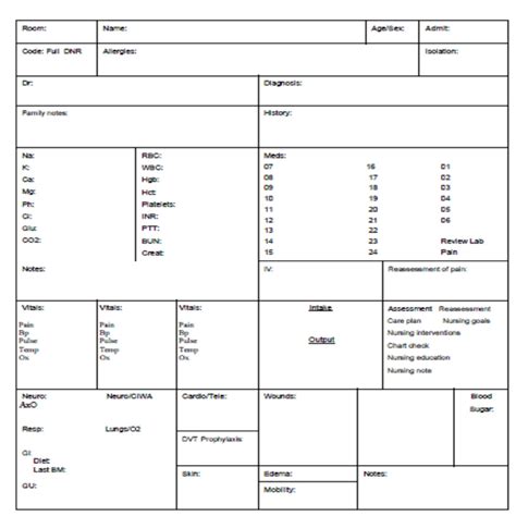 Printable Med Surg Report Sheet