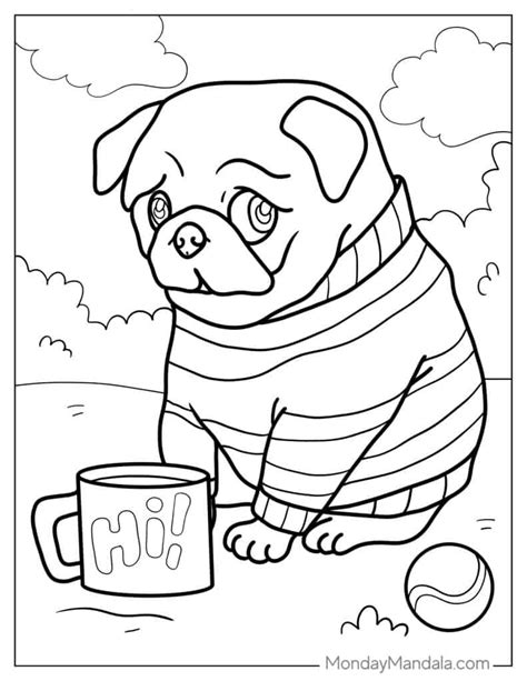 Pug Coloring Pages Free Pdf Printables