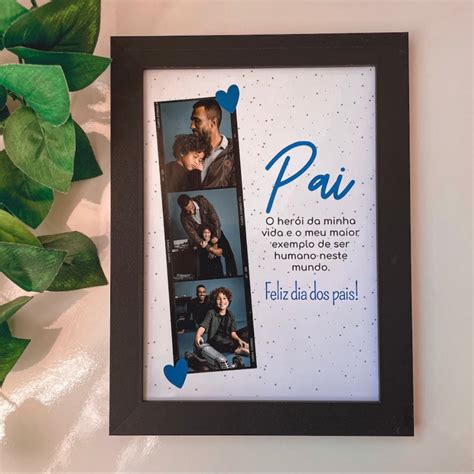 Quadro Dia Dos Pais Personalizado 3 Fotos Shopee Brasil