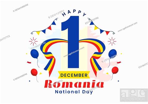 Romania National Day Vector Illustration on 1st December with Waving ...