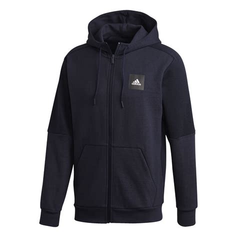 Adidas Must Have Full Zip Hooded Gilet En Coton Hommes Bleu Foncé