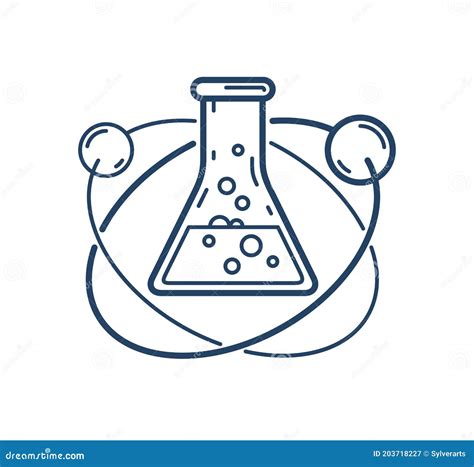 Kolba Chemiczna I Wektor Atomowy Prosty Liniowy Symbol Liniowy Chemia