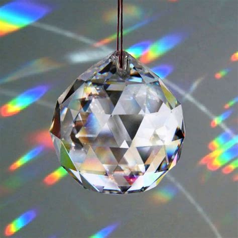 Mm Feng Shui Crystal Faceted K Clear Crystal Sphere Round Rainbow