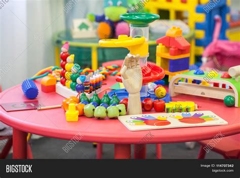 Toys On Table Children Image And Photo Free Trial Bigstock