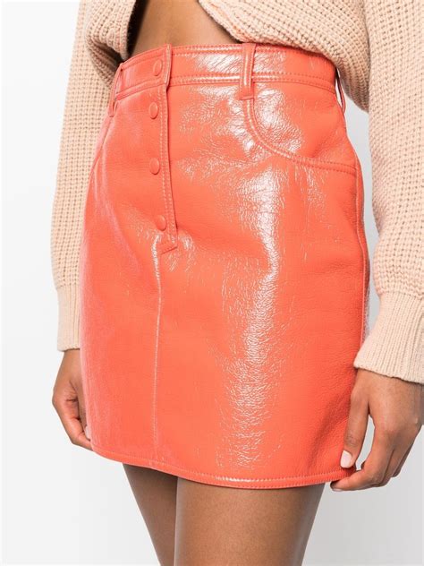 MSGM Vinyl Effect High Waisted Miniskirt Farfetch