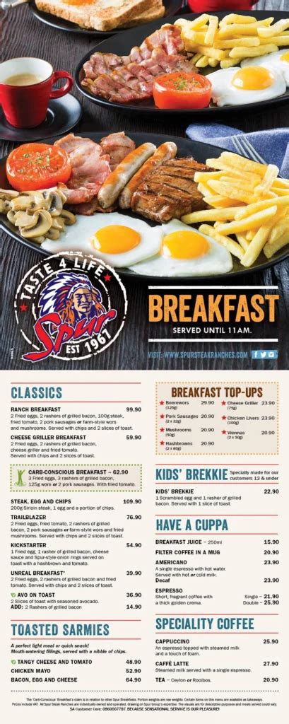 Spur Menu With Updated Prices in South Africa 2024 – menu za