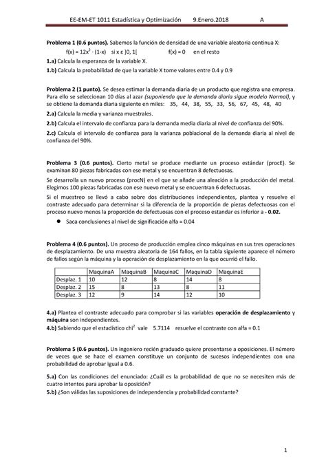 Enero A Ee Em Et Estad Stica Y Optimizaci N Enero A