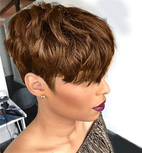 Pangdonglai Pixie Cut Wigs For Black Women Pixie Cut Human Hair Wigs