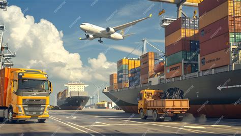premium photo  plane flying   cargo ship   cargo ship