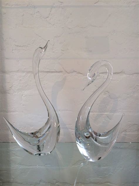 Pair Of Murano Glass Swans Designed By Seguso At 1stdibs