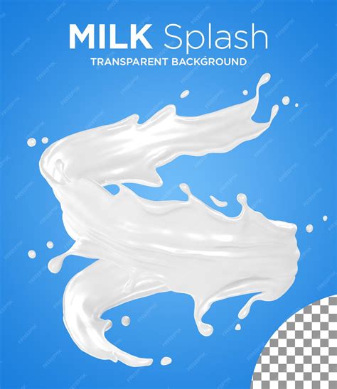 Premium Psd Realistic Milk Splash On Blue Background