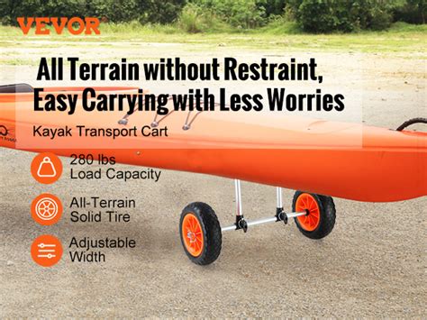 Vevor Heavy Duty Kayak Cart 280lbs Load Capacity Detachable Canoe