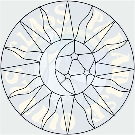 Sun Moon Stained Glass Pattern Pdf Digital File Easy Etsy Stained