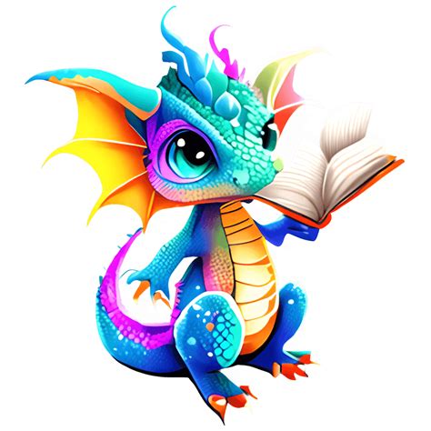 Rainbow Dragon Reading · Creative Fabrica