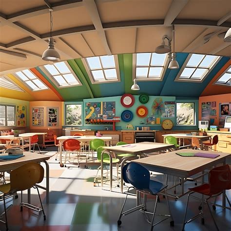 Premium Ai Image The Inside Of A Classroom In A School In Style Of Pixar