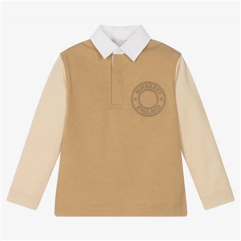 Burberry Boys Beige Cotton Logo Top Childrensalon