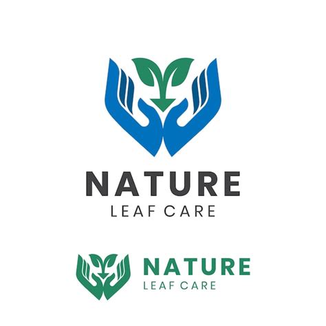 Premium Vector Hand Icon Leaf Care Logo With Plant Design Concept For