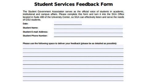 FREE 27+ Sample Student Feedback Forms in PDF | MS Word | Excel