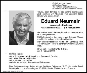 Traueranzeigen Von Eduard Neumair Trauer Bz