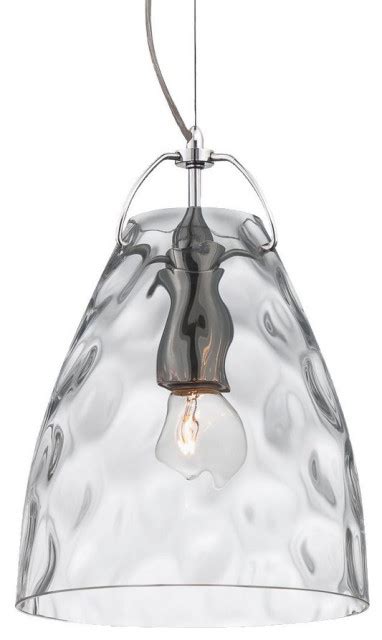 1 Light Small Pendant Chrome Clear Glass Color Transitional Pendant Lighting By Bailey