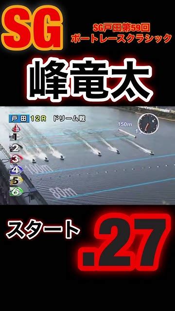 峰竜太‼️スタート27絶体絶命‼️①石野②峰③馬場④磯部⑤片岡⑥桐生12r【sg戸田第59回ボートレースクラシック】shorts