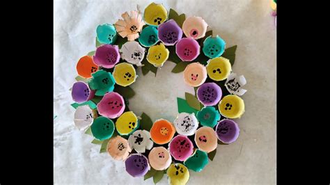 Spring Wreath Craft Tutorial From Recycled Egg Cartons Youtube