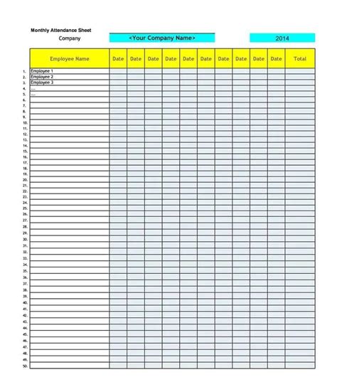 Employee Attendance Register Template Streamlining Employee Tracking