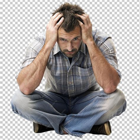 He having frustration loneliness or depressed on transparent background