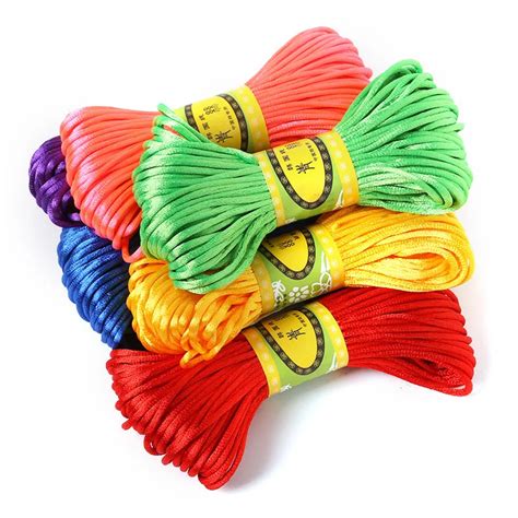 Colorful Soft Satin Rattail Macrame Cord Weaving Nylon Rope For Diy