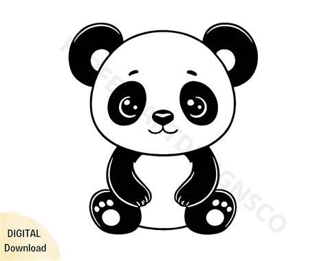 Cute Panda Svg File Baby Panda Outline Svg Panda Clipart Svg Panda